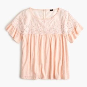 J Crew Eyelet Yoke Babydoll Top